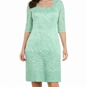 NWT Antonio Melani Jan Mint Green Embroidered Lace Floral Jacquard Sheath Dress